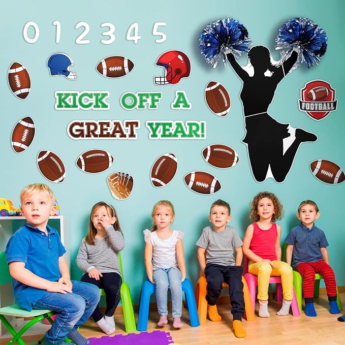 TaoBary Football Bulletin Board Decorations Set 3D Kick Off a Great Year Football Classroom Decorations Back to School Bulletin Boards Cutout for Sports School Classroom Blackboard