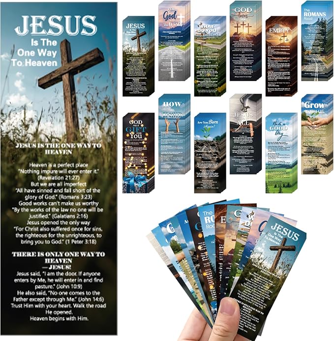 120 Pcs Christian Paper Bookmarks, Religious Gospel Tracts Card for Evangelism, Bible Verse Salvation Scripture Bookmarks Bulk for Women Man Church & Office Supplies Book Lovers Gift