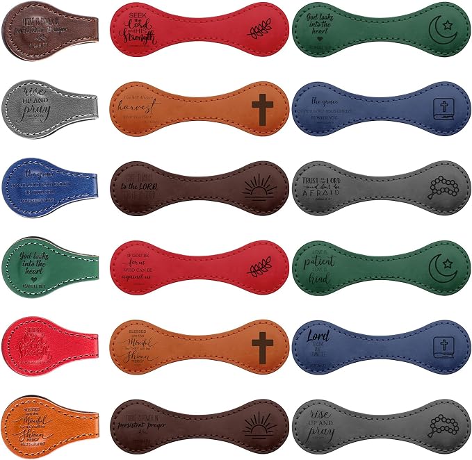 Sinload 12 Pcs Magnetic Christian Bookmarks Fathers Day Christian Gifts, Leather Bible Verse Bookmarks Scripture Page Markers for Men Dad Godfather Sunday School Reading Church Bible Study (Fashion)