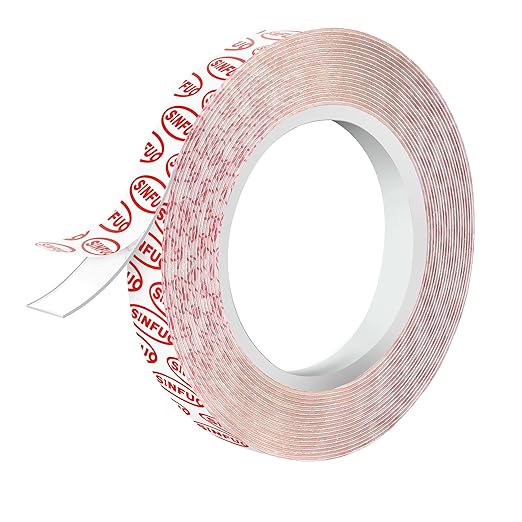 Sinfuo Double Sided Tape Heavy Duty, Removable Nano Double Sided Adhesive Tape(22Ft), Removable Damage Clear Mounting Tape Picture Hanging Adhesive Strips