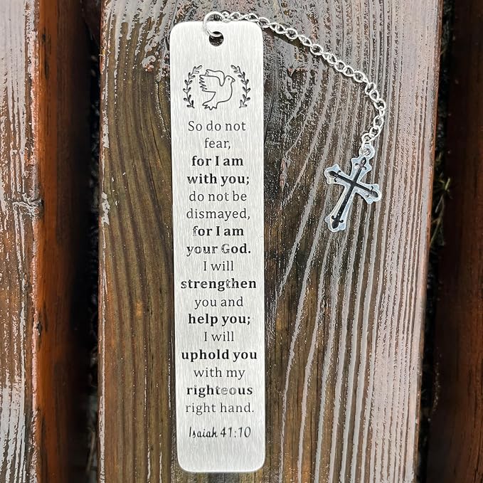 Bible Bookmarks Book Markers, Metal Christian Bookmark Gift Accessories (Isaiak 41:10)