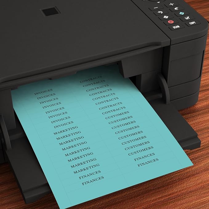 1/3 Cut File Folder Tab Inserts - High Visibility Hanging File Folder Printable Tabs for Inkjet & Laser Printers - 36 per Sheet - 10 Sheets / 360 Printable File Folder Labels (Multicolor)