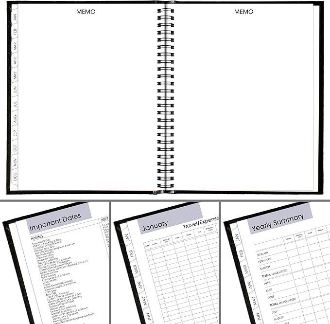 AT-A-GLANCE 2027 Planner, Monthly, 7" x 8.5", Tabbed, Unruled Daily Blocks, Hardcover, DayMinder, Black (G400H0027)