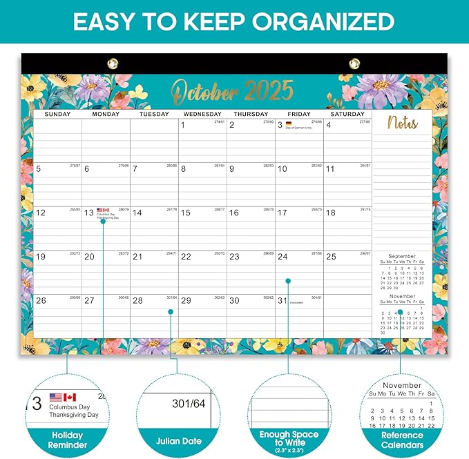 3 Pack of Desk Calendar 2026-2027, 21-Month Calendar Runs Unitl June 2027, Large 17" x 12" Monthly Desktop & Wall Calendar for Home & Office - Floral