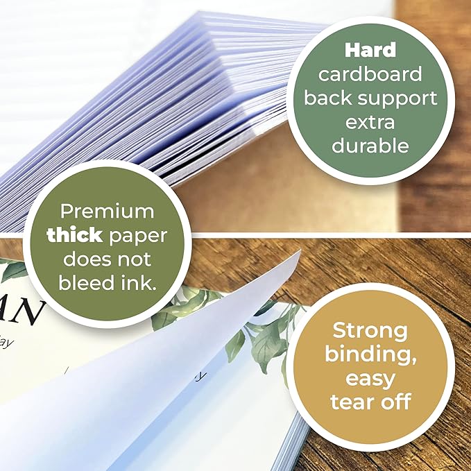 Weekly Planner Notepad, Undated Tear Off Weekly To Do List Notepad, 11.5" x 8", Eucalyptus Design on Cream Base, Premium Thick Paper and Cardboard Back Support, Desk Planner for Work, Office and Home.