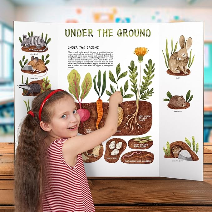 AKONEGE 4 Pack 36" x 48" Trifold Poster Board for Presentation, White Corrugated Cardboard Large Tri Fold Poster Board for Science Fair, Office & School Projects, Photo Displays, Exhibitions Event