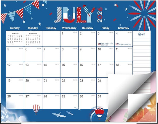 GuassLee Desk Calendar 2026-2027 Large 22" x 17" Desktop/Wall Monthly Calendar 19-Month School Year Planner Covers June 2026 to December 2027 with Julian Date&Notes for Easy Organizing