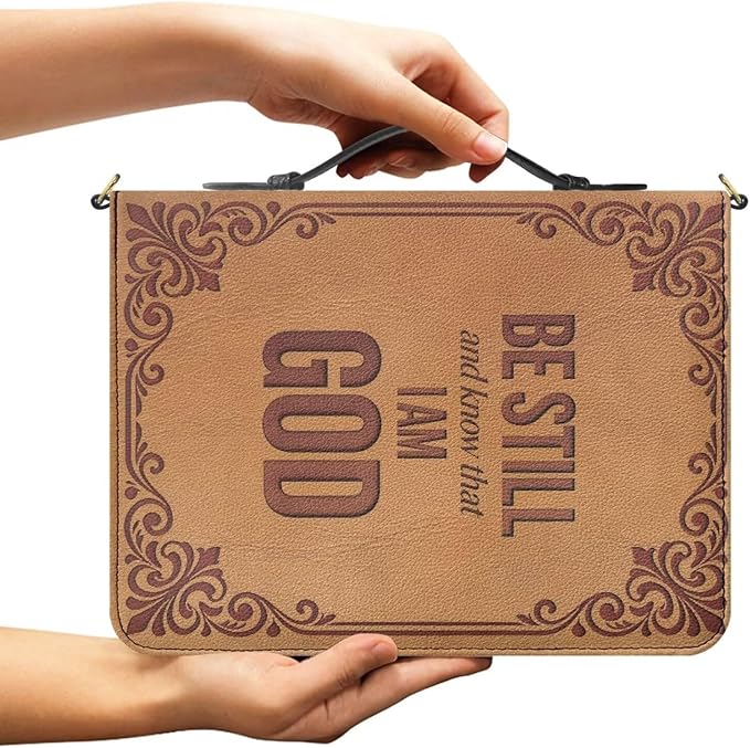 Bible Cover Case for Women Border Print with Strap and Handle XL | Bible Cover with Strap and Handle,PU Leather Bible Protecto, Inner Pockets and Pen Loop, Bible Study Supplies for Girls
