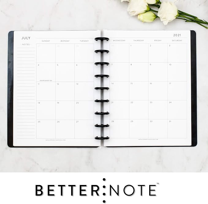 BetterNote July 2026 - June 2027 Academic HOURLY Calendar for Disc Notebook, Fits Levenger Circa, Big Happy Planner, Staples Arc, TUL, Discbound (9-Disc, 7"x9.25", Classic)