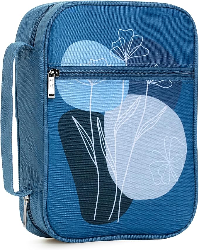 Mr. Pen- Bible Cover Case, Carrying Book Case with Durable Handle and Zippered Pocket, Bible Protective Church Bag for Men & Women, Christian Gifts, Blue Bloom