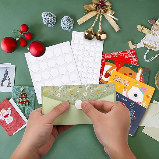 JANYUN 225 Pieces Double Sided Sticky Dot Stickers Round Putty Clear Sticky Tack No Trace Sticky Putty Waterproof Small Balloon Stickers for Wall Wood Plastic Christmas Supplies (6mm+10mm+20mm)