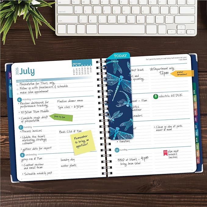 HARDCOVER Academic Year 2026-2027 Planner: 14 Months (May 2026 Through June 2027) 8.5"x 11" Daily Weekly Monthly Planner Yearly Agenda. Bookmark, Pocket Folder and Sticky Note Set (Dragonflies)