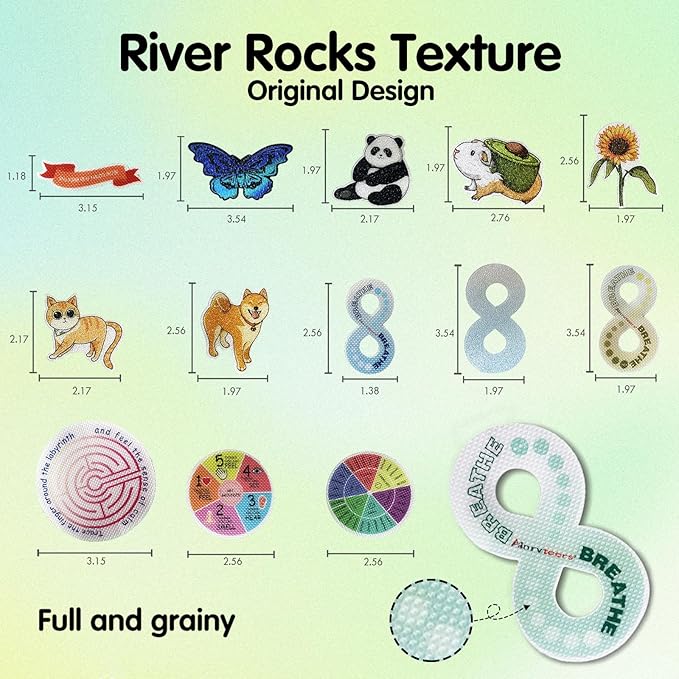 42 Pierces Calm Stickers for Anxiety Sensory Anti Stress Tactile Textured Combined with Breathing Exercise Fidget Strips Suitable and Adults (Mixed Loading)
