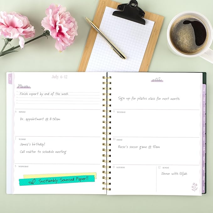 Cambridge Planner 2026-2027 Weekly & Monthly Academic 12-Month July-June, 8-1/2" x 11", Cherrywood Lane, Piper Stripe (CL19-905A)