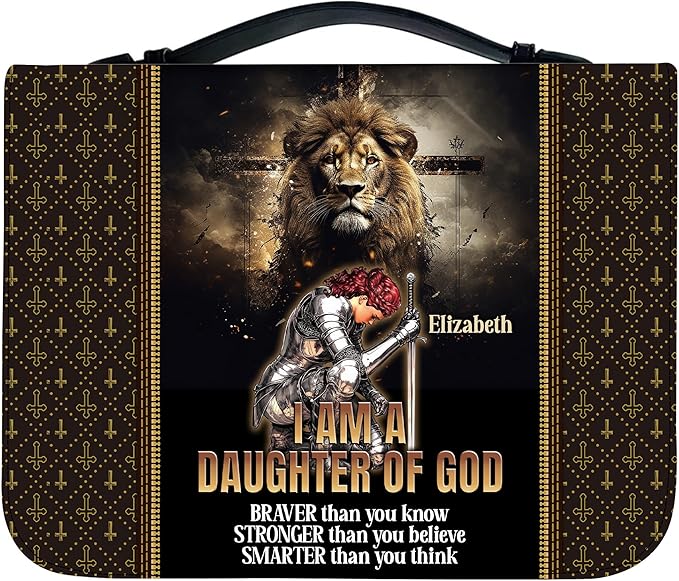 Personalized Bible Cover for Men, Christian Bible Case PU Leather, Jeus Bags Religious Appreciation Gifts for Women Girls Daughter Christian with Handle Zipper (BIBLE-12, M-2XL)