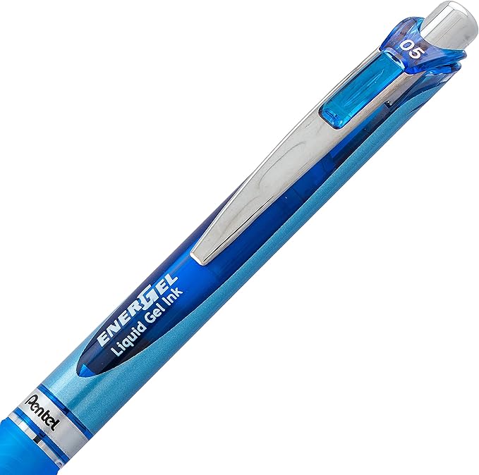 Pentel® EnerGel™ RTX Retractable Liquid Gel Pens, Fine Point, 0.5 mm, 54% Recycled, Assorted Barrel Colors, Blue Ink, Pack Of 12 Pens