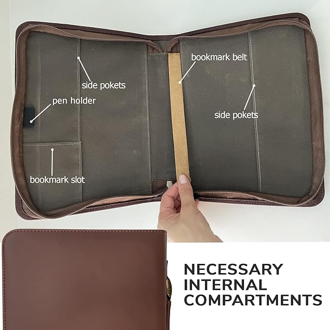 DEHITE Bible Cover Case for Men and Women – Leather Bible Carrying Bag – Pen Slots – Zippered Pocket – Premium Faux Leather