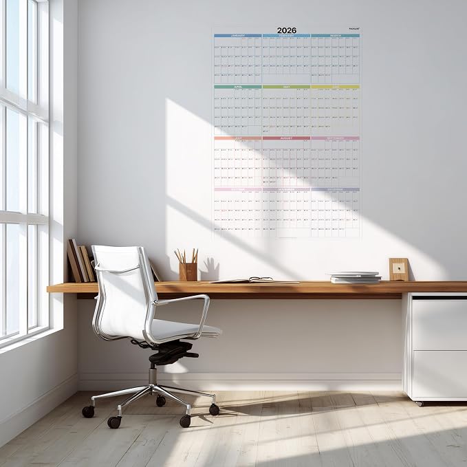 PACKLIST® 2026 Wall Calendar - Extra Large 33.1" x 23.4" Vertical Yearly Planner - Sunday Start - 4-Block Quarterly View - Premium 160 GSM Heavyweight Paper - Plastic-Free & Eco-Friendly - Office & Academic Organization
