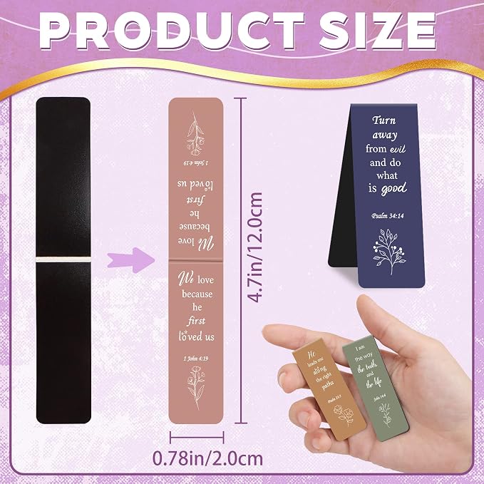 144Pack Magnetic Bookmarks Bible Bookmark Christian Bookmarks Bulk Book Marks for Reading Women Men Adults Kids Book Lovers Gifts, Cute Personalized Religious Magnet Bookmark Clips (Morandi)