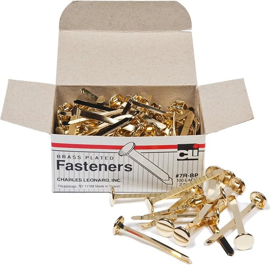 Charles Leonard Fasteners, Round Head, Brass Plated, 2 Inch Shank, 12 MM Head, 10 Boxes of 100 Each (7R-BP)