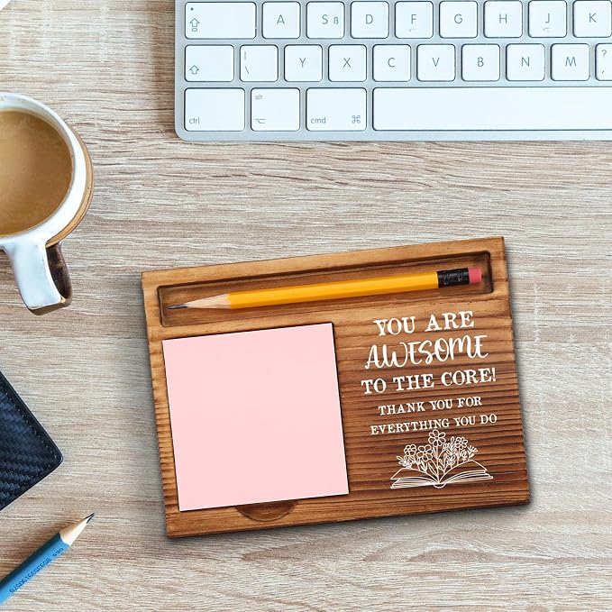 Inspirational Teacher Quotes Sticky Note Holder, Thank You Teacher Appreciation Gifts from Student Self-Stick Note Pad Holders GSH26