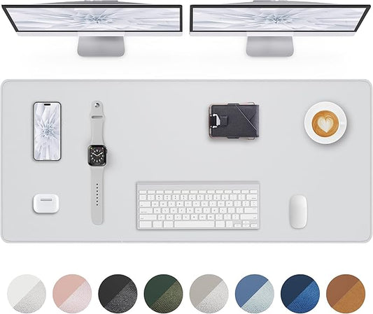 AFIING Large Desk Mat 55" x 24" - PU Leather Desk Pad Protector, Waterproof Non-Slip Extended Mouse Pad for Office Desk, Keyboard, Laptop and Home Workspace (Ivory White)