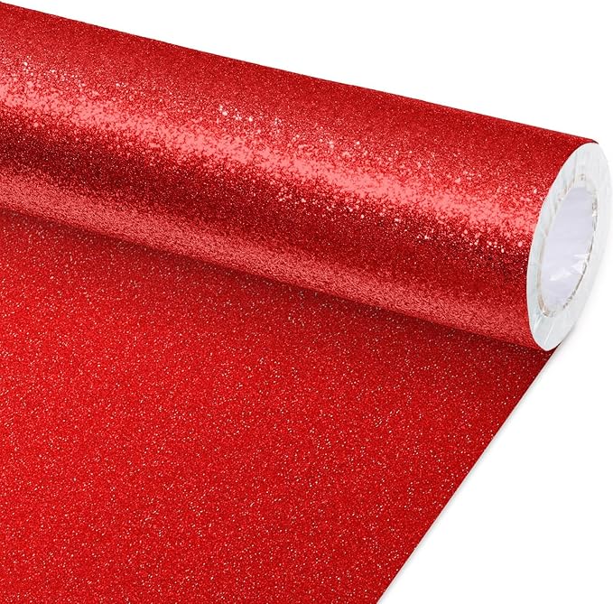 Qyeahkj 17in x 20ft Glitter Bulletin Board Paper Roll Bulletin Board Background Paper Fade Resistant Classroom Decoration Poster Art Craft Home Wall Education Decor Supplies Red