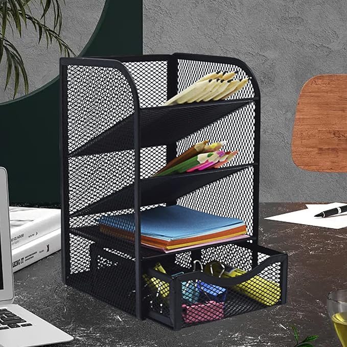 Mesh Desk Organizer - Multi-Functional Pen Holder and Desktop Stationary Organizer for School, Home Office, Art Supplies