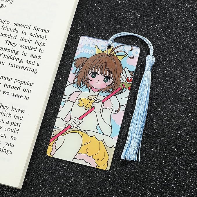 Anime Magic Cards Captor Sakura Bookmarks Set - Sweet Cartoon Cute Book Marks for Reading Women Men Anime Fans, Book Accessories Collection Decor Hangings Gifts (Acrylic Style 10)