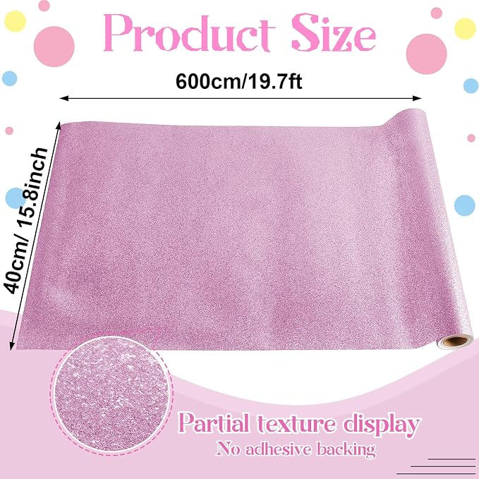 gisgfim Glitter Bulletin Board Roll Sparkle Bulletin Board Background Glitter Poster Paper Gift Wrapping DIY Art Crafts Non Fading Wallpaper for Home Office Classroom Decoration 16"x20ft, Light Purple