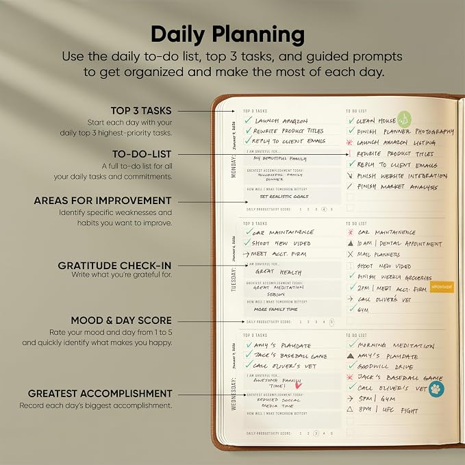 PRODUCTIVITY STORE Pro - Undated, 2025 Planner, 5.8” x 8.3” - The #1 Productivity Planner to Achieve Your 2025 Goals - Planner 2025-2026 - Brown - A5