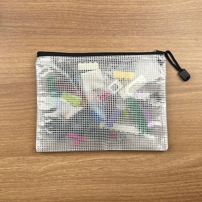 Plastic Mesh Zipper Pouch Document Folders Bag Zip File Bags for Office Supplies Storage-15 Pcs (Multicolor, 11"x 14")