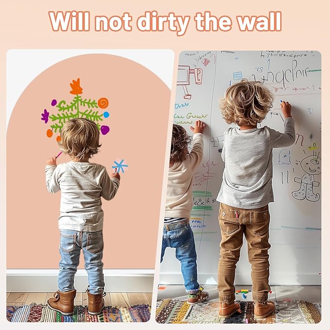 Magnetic Arch Wall Decal, 40 x 32 Upgraded Self-Adhesive Magnetic Chalkboard for Wall, Magnet Wall Drawing Learning for Kids Playroom, School, Home (Light Pink