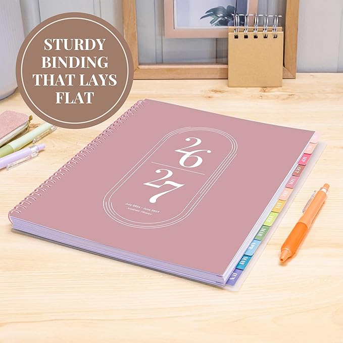 Rileys Academic Planner 2026-2027, Daily, Weekly & Monthly Planner, July 2026 - June 2027, Student Notes Pages, Twin-Wire Binding, Weekly Agenda for School & Work (8.5 x 11-Inches, Pink)