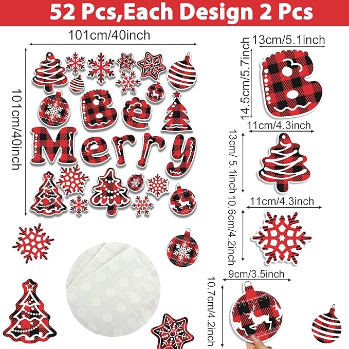 Christmas Buffalo Plaid Cutouts Holiday Red Black Buffalo Plaid Classroom Bulletin Board Decorations Be Merry Winter Snowflake Themed Birthday Party Supplies for Toddler Kids Students Classroom