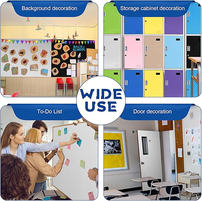 Hahafelt 16 in x 40 Ft Fabric Bulletin Board Roll Classroom Non Woven Fabric Background Decorations Waterproof Wrinkle Resistant Bulletin Board for Back to School Wall Decor(White,Pure)