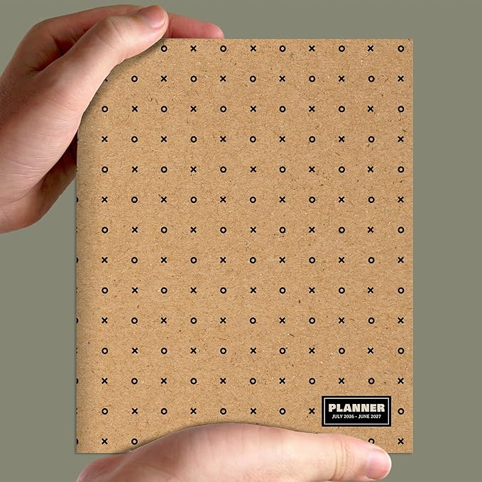TF Publishing July 2026 - June 2027 Kraft Dot Medium Monthly Planner - 12 Month Academic Planner 2026-2027 with 2-Page Spreads, Monthly Calendar Grids and Planning Prompts - 6.5 in x 8 in