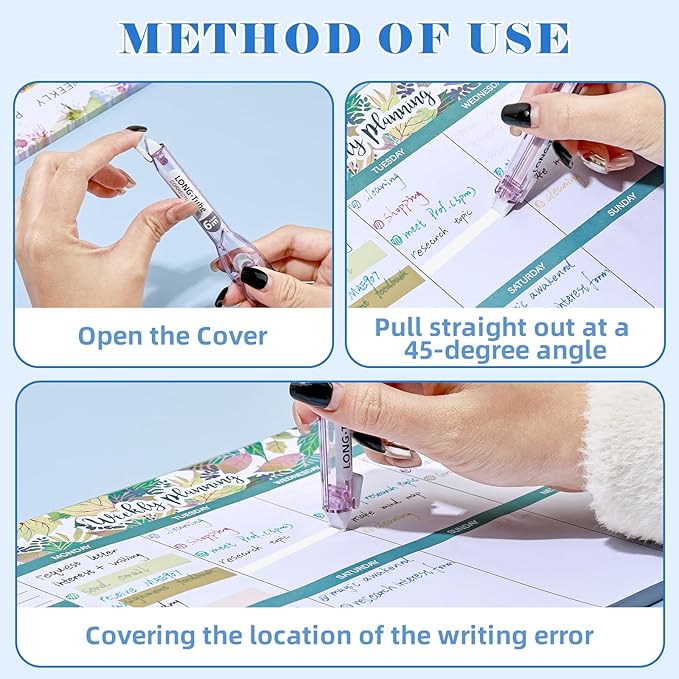 BAYTORY 5Pcs Correction Tapes, Aesthetic White Pull Out Tape Pens, Smooth and Quick Dry Tape, Easy to Use Pen-Style Applicator for Study Supplies and Office Products (Colorful)