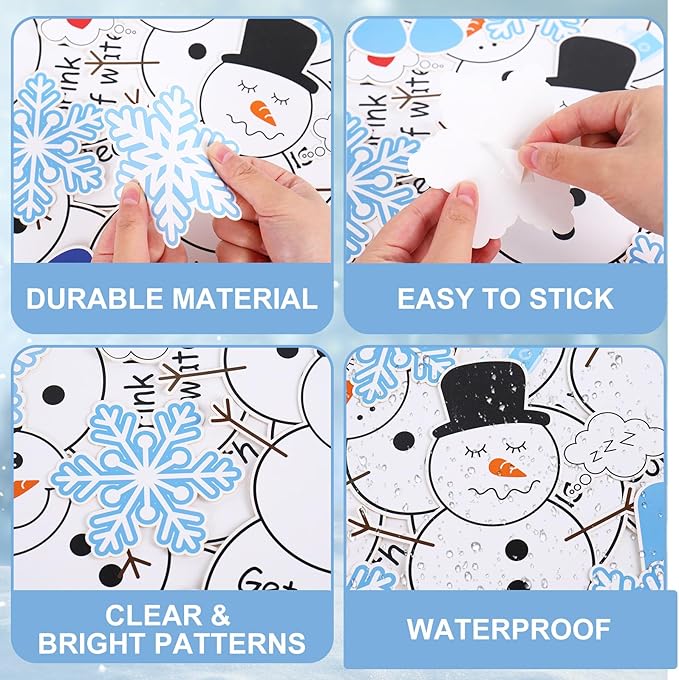 JarThenaAMCS Winter Snowman Cutouts Winter Healthy Habits Bulletin Board Decoration Set Christmas Snowman Snowflake Paper Cut Outs for Holiday School Classroom Chalkboard Wall Door Decor