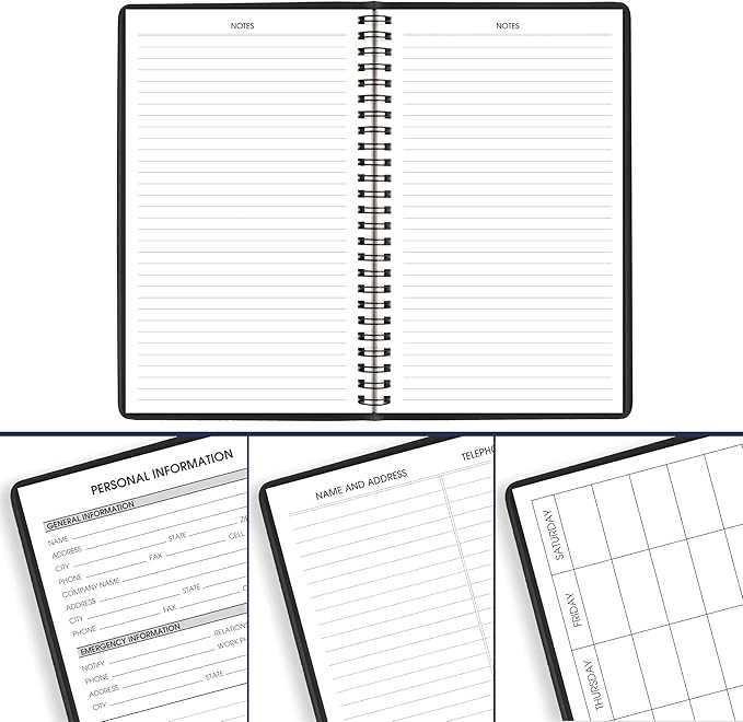 AT-A-GLANCE Planner 2026-2027 Weekly Academic 14-Month July-August Hourly Appointment Book, 5" x 8", Black (7010105)