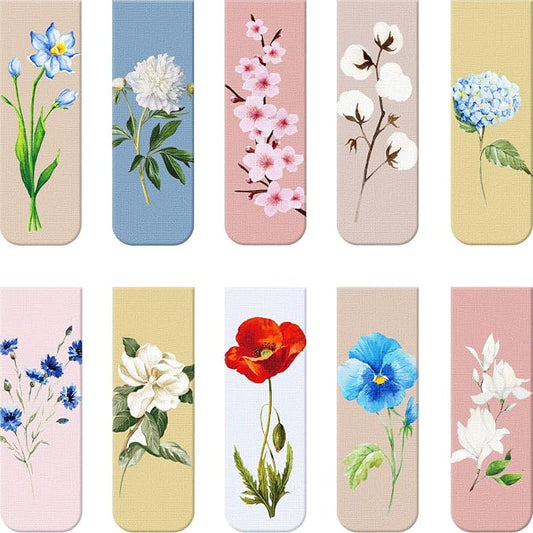 Chinco 10 Pieces Magnetic Bookmarks Clips Magnet Page Markers Assorted Book Markers Set for Women Reading Gifts(Sweet Flower)