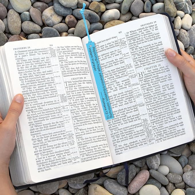 Roowest 20 Pcs Christian Father Day Gifts Bible Bookmark Inspirational Book Markers Religious Gifts for Christian Leather Bookmark Scripture Church Supplies Reading Reward, 20 Styles(Colorful)