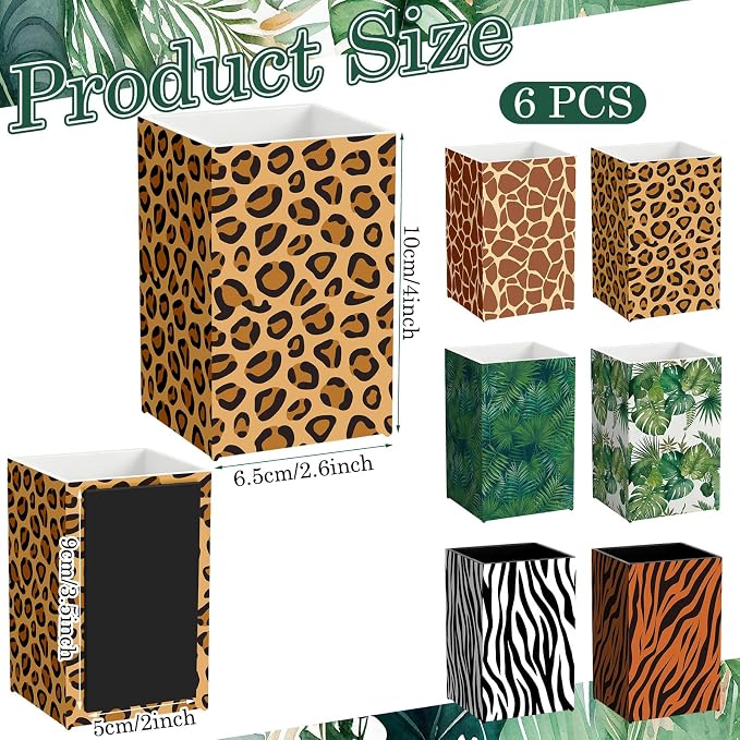 6 Pcs Safari Animal Classroom Decor Classroom Magnetic Storage Boxes Magnetic Storage Containers Plastics Pen Holder for Refrigerator Whiteboard Home Office School Organizer Supply