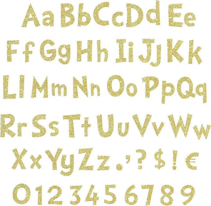 Tenare 268 Pcs Large Bulletin Board Letters 5 Inch Alphabet Combo Set, Chalkboard Poster Letters Cutouts for Board Display Craft Home Wall Decor(Gold)