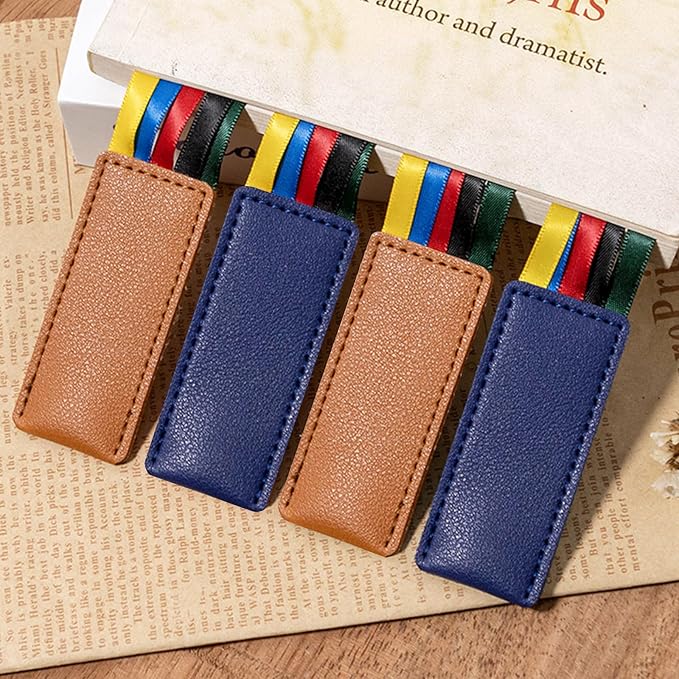 2Pcs Bible Bookmark, Bible Ribbons Christian Ribbon Bookmark, Bible Page Markers, Bible Accessories, Bible Markers, Leather Bible Bookmarks for Women & Men, Brown+Blue