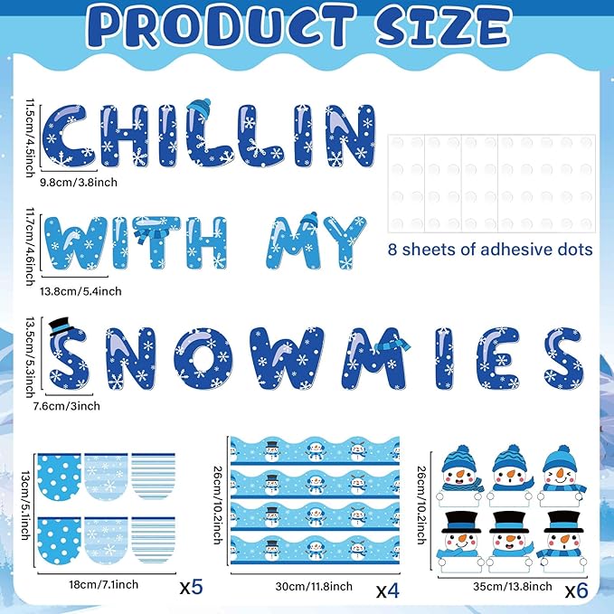 gisgfim Winter Bulletin Board Decorations Set Winter Snowman Name Tag Paper Cutouts Snowflake Winter Christmas Classroom Bulletin Board Decor for Holiday School Home Chalkboard Wall