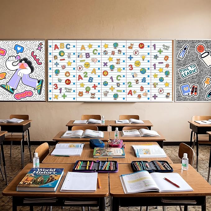Hahafelt 3 Pack 47 x 108 Inch Fabric Bulletin Board Roll Waterproof Non Woven Classroom Background Decoration Resistant Bulletin Board for Back to School Wall Decor DIY Craft (Mixed)