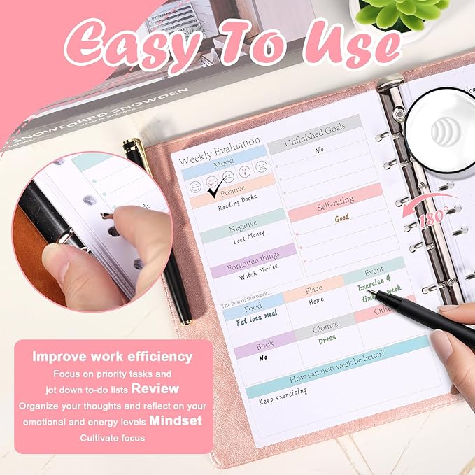 ADHD Half Letter Planner Refill Pages Planner Inserts 5.5" x 8.5" for 3/7 Ring Binder Daily Weekly Monthly 120 Sheets/240 Pages Undated Planners Colorful To Do List 7-Hole Refill Paper 120 GSM Thick Loose Leaf Paper Punched for 3 Months Neurodivergent ...