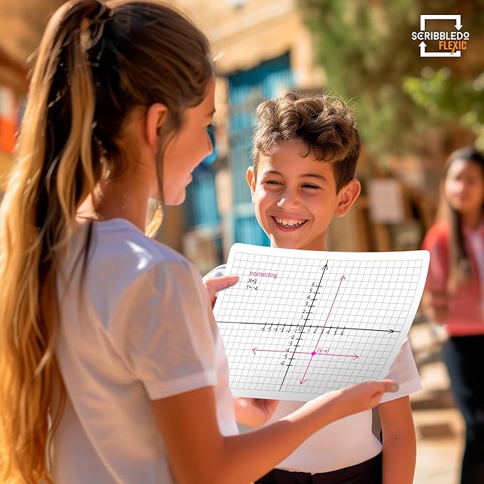 SCRIBBLEDO XY Graph Dry Erase Sheets 9”x12” Math Practice Small White Board Dry Erase Sheets Math Manipulatives Grid Whiteboard Sheets Math Supplies Homeschool Teacher Students Classroom Pack of 10