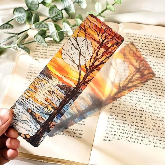 Fantasy Trees Bookmark Gifts - 10 Pcs Pretty Seasons Stained Glass Bookmarks for Women Men Book Lovers Students Aesthetic Page Marks School Reading Accessories Bookish Birthday Graduation Gift